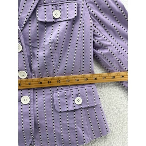 Ann Taylor LOFT Purple Stripe 3/4 Sleeve Button Front Blazer Jacket Size 6 - Picture 4 of 10